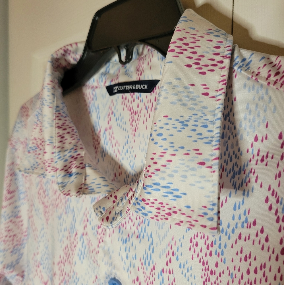 Cutter & Buck Men's Pink and Blue Patterned Shirt